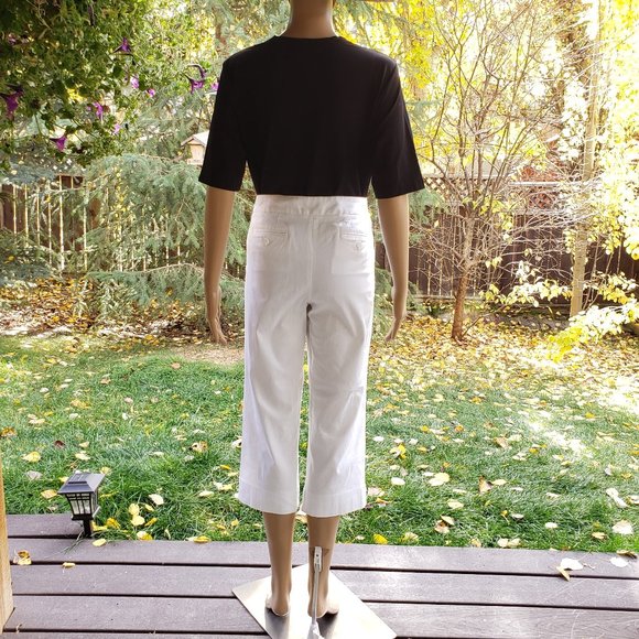 LAUNDRY by SHELLI SEGAL, White cropped boyfriend style khakis, Size: 10 - Picture 10 of 12